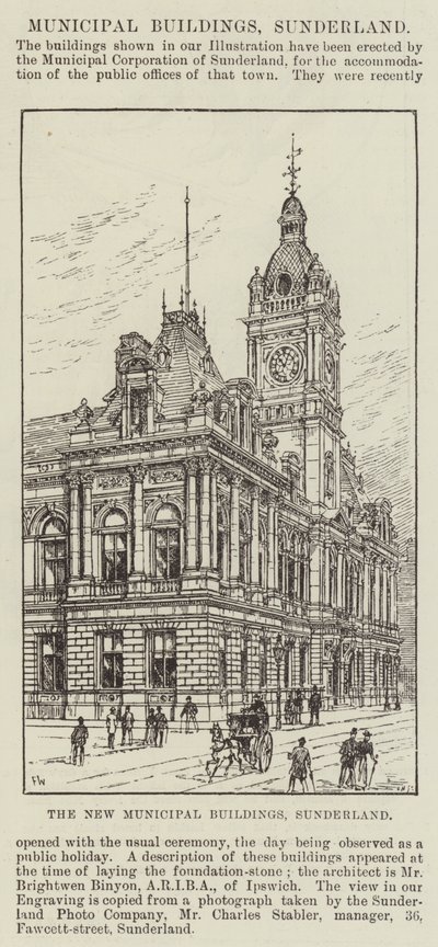 The New Municipal Buildings, Sunderland by Frank Watkins